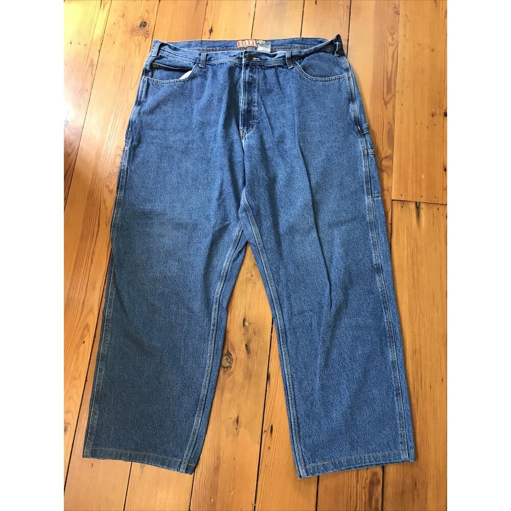 Berne Apparel Mens Medium Wash Wide Leg Denim Blue Carpenter Jeans 42x30 42